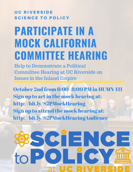 Mock hearing flyer advertising the event